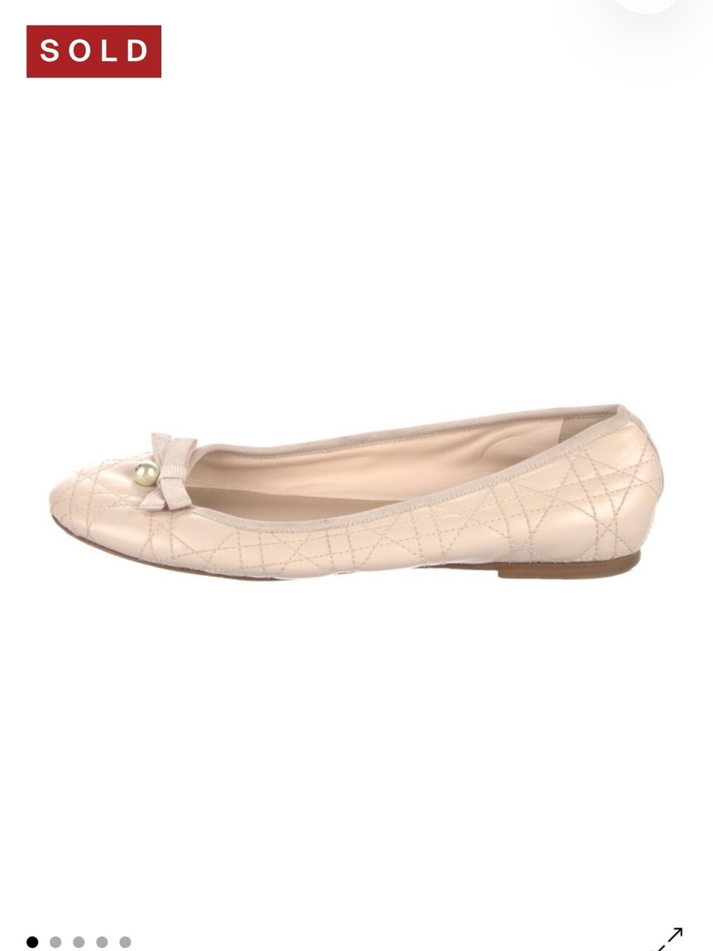 Dior Quilted Bow Pearl Ballet Flat in Light Pink